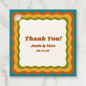 Wavy Border Retro 70s  Dank je bruiloft Bedankjes Labels (Voorkant)