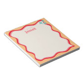 Wavy Border Roze en Sinaasappel Retro gepersonalis Notitieblok (Schuin)
