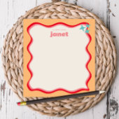 Wavy Border Roze en Sinaasappel Retro gepersonalis Notitieblok