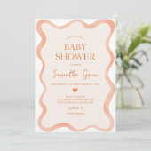 Wavy Border Rustic Oranje Baby shower Kaart (Staand voorkant)