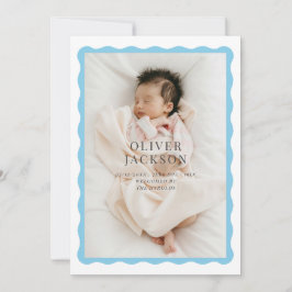 Wavy border schattig ontwerp voor een baby boy aankondiging