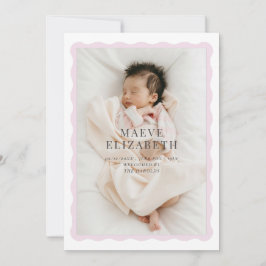 Wavy border schattig ontwerp voor een baby meisje aankondiging