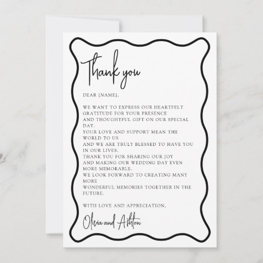 Wavy border, Wavy lijst, modern, bedankt kaart (Voorkant)