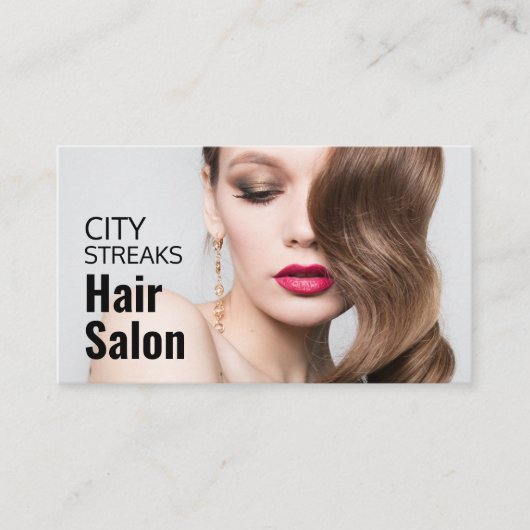Wavy Brown Hair, Hair Stylist, Hair Salon Visitekaartje (Voorkant)
