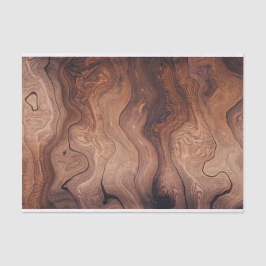 Wavy Brown Wood Texture Structure Tissuepapier (Voorkant)