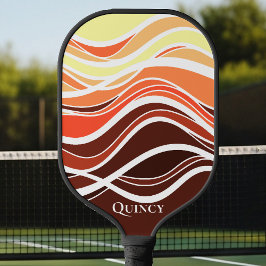 Wavy bruin geometrisch grafisch monogram koolstofv pickleball paddle