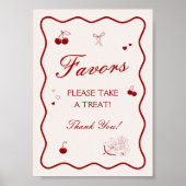Wavy Burgundy Cherry Bridal Shower Favor Poster (Voorkant)