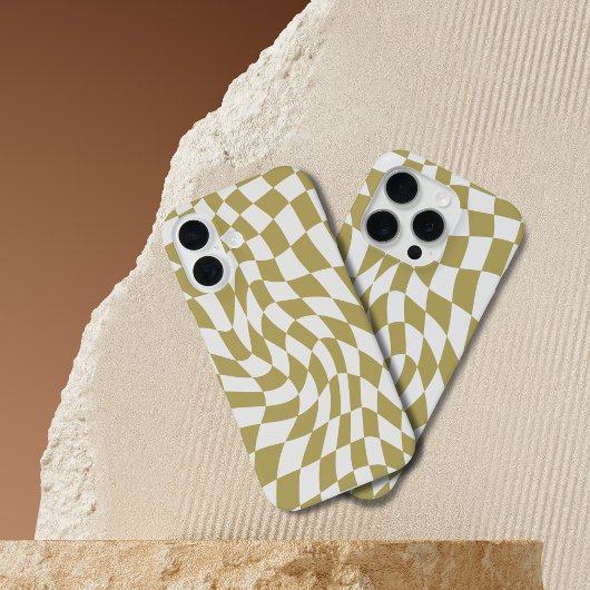 Wavy Checkerboard Moderne iPhone 16 hoesjes