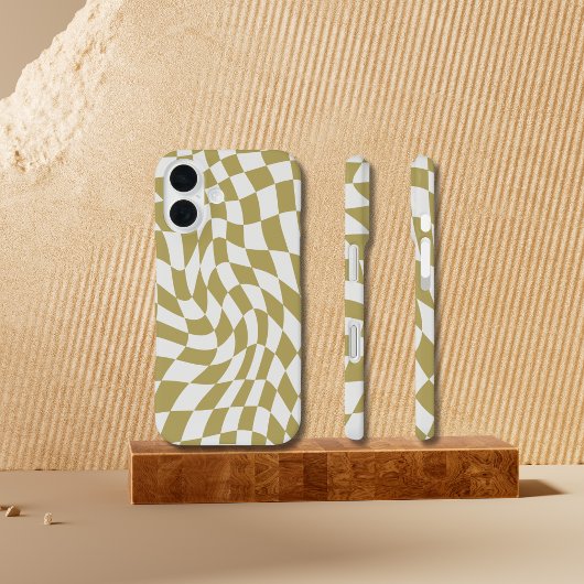 Wavy Checkerboard Moderne iPhone 16 hoesjes