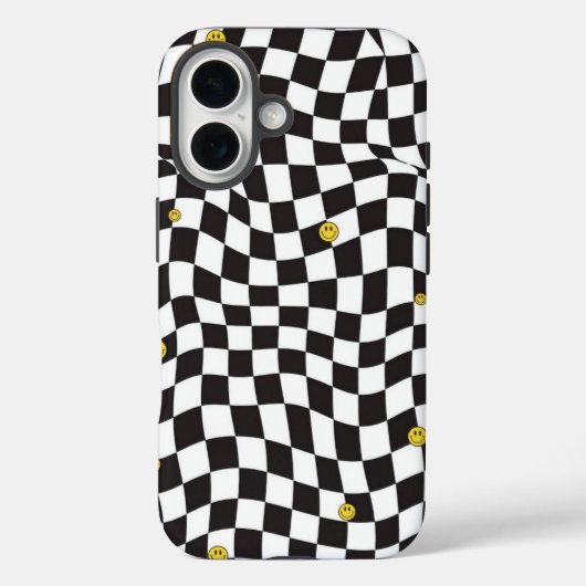 Wavy Checkerboard Smiley Streetwear Case (Achterkant)