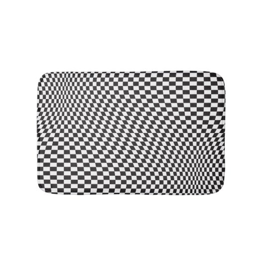 Wavy Checkered Black White Checkerboard Pattern Badmat (Voorkant)