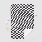 Wavy Checkered Black White Checkerboard Pattern Golfhanddoek (Insitu)
