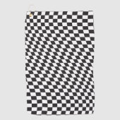Wavy Checkered Black White Checkerboard Pattern Golfhanddoek (Voorkant)
