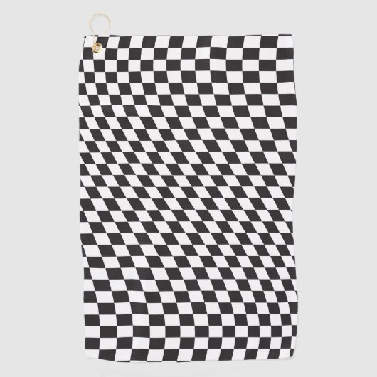 Wavy Checkered Black White Checkerboard Pattern Golfhanddoek (Voorkant)