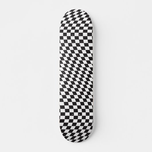 Wavy Checkered Black White Checkerboard Pattern Persoonlijk Skateboard (Voorkant)