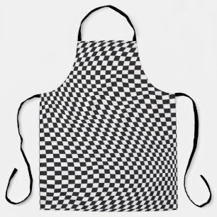 Wavy Checkered Black White Checkerboard Pattern Schort