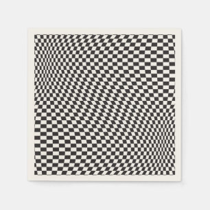 Wavy Checkered Black White Checkerboard Pattern Servet