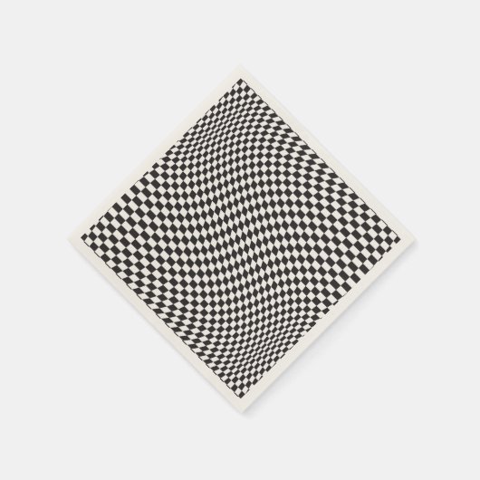 Wavy Checkered Black White Checkerboard Pattern Servet (Hoek)