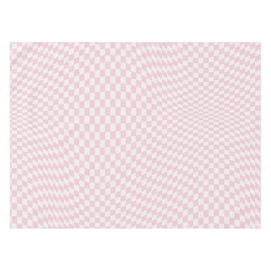 Wavy Checkered Pastel Pink Checkerboard Pattern Tafelkleed (Voorkant (Horizontaal))