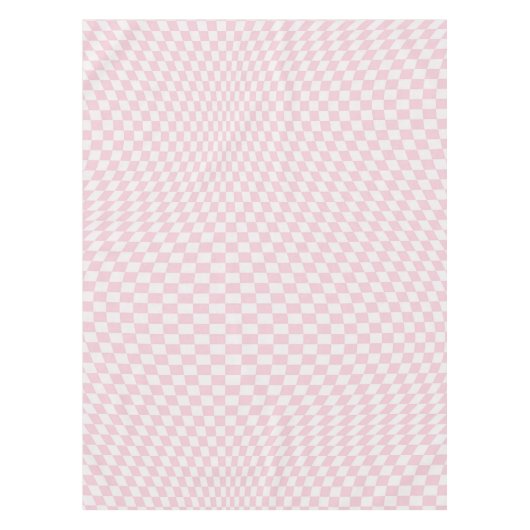 Wavy Checkered Pastel Pink Checkerboard Pattern Tafelkleed (Voorkant)