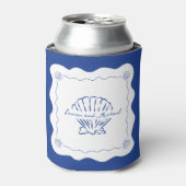 Wavy Coastal Moderne Minimalistische Marine Blauwe Blikjeskoeler (Blikje Voorkant)