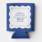 Wavy Coastal Moderne Minimalistische Marine Blauwe Blikjeskoeler (Voorkant)