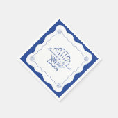 Wavy Coastal Moderne Minimalistische Marine Blauwe Servet (Hoek)