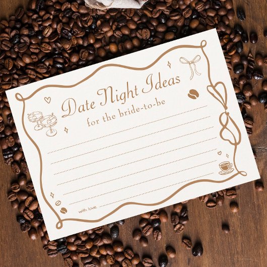 Wavy Coffee Bridal Shower Date Night Ideas Card Kaart
