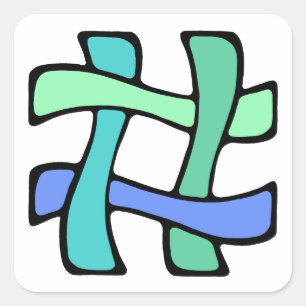 Wavy Colorful # Hashtag Blue Green Social Media Vierkante Sticker