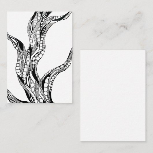 Wavy Curved Abstract Tree Pen Drawing Notitiekaartje (Voorkant / Achterkant)