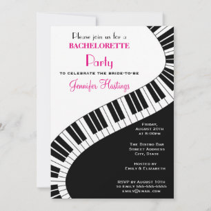 Wavy Curved Piano Keys Bachelorette Party Kaart
