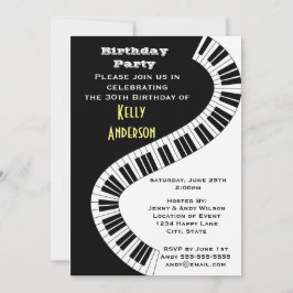 Wavy Curved Piano Keys Birthday Kaart