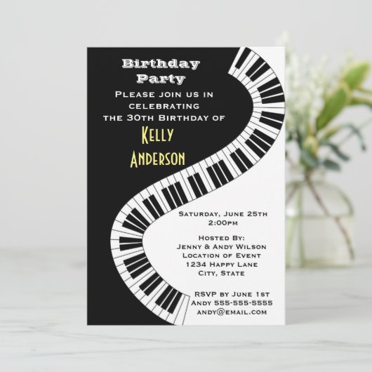 Wavy Curved Piano Keys Birthday Kaart (Staand voorkant)