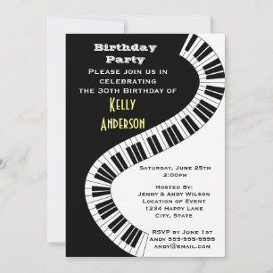 Wavy Curved Piano Keys Birthday Kaart