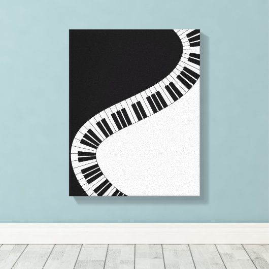 Wavy Curved Piano Keys Canvas Afdruk (Insitu (Houten vloer))