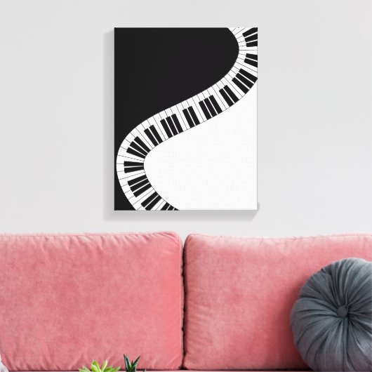 Wavy Curved Piano Keys Canvas Afdruk (Insitu (Woonkamer))