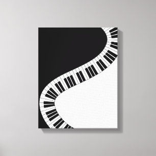 Wavy Curved Piano Keys Canvas Afdruk