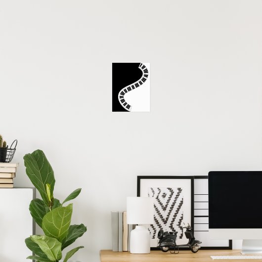 Wavy Curved Piano Keys Poster (Thuiskantoor)