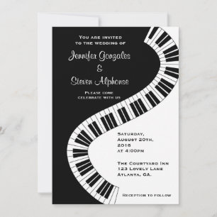 Wavy Curved Piano Keys Wedding Kaart