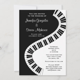 Wavy Curved Piano Keys Wedding Kaart