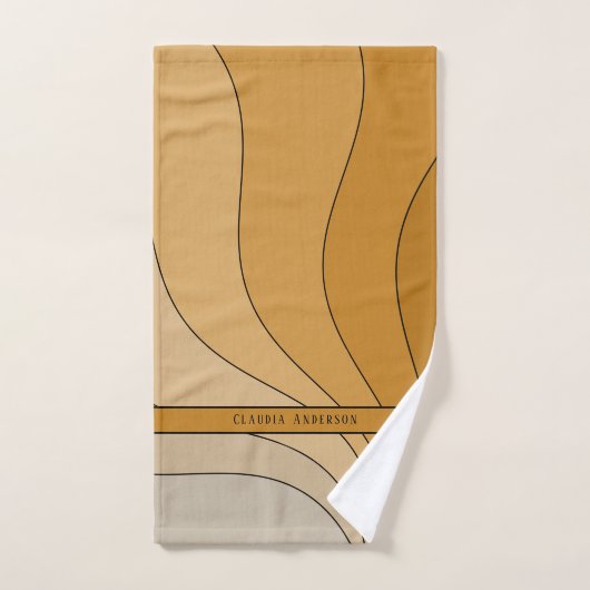 Wavy curves Retro Beige naam Handdoek (Handdoek)