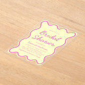 Wavy Curvy Bold Roze en Geel Vrijgezellenfeest Acryl Uitnodigingen (Laagn)