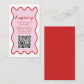 Wavy Curvy Pink Red Baby shower Registry QR-code Informatiekaartje (Voorkant / Achterkant)