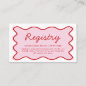 Wavy Curvy Pink Red Baby shower Registry QR-code Informatiekaartje (Voorkant)