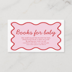 Wavy Curvy Roze en Rode Baby shower Boeken voor Ba Informatiekaartje