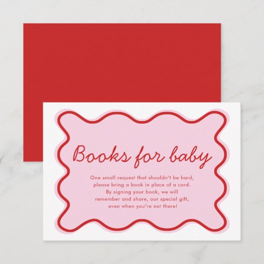 Wavy Curvy Roze en Rode Baby shower Boeken voor Ba Kaart (Voorkant / Achterkant)