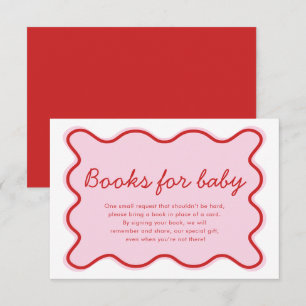 Wavy Curvy Roze en Rode Baby shower Boeken voor Ba Kaart