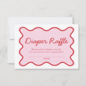 Wavy Curvy Roze en Rode Baby shower Luier Raffle Kaart (Voorkant)