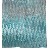 Wavy Curvy Turquoise Silver Gray Pattern Douchegordijn (Voorkant)