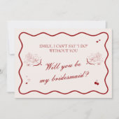 Wavy Deep Red Old Money Bridesmaid Proposal Card Kaart (Voorkant)